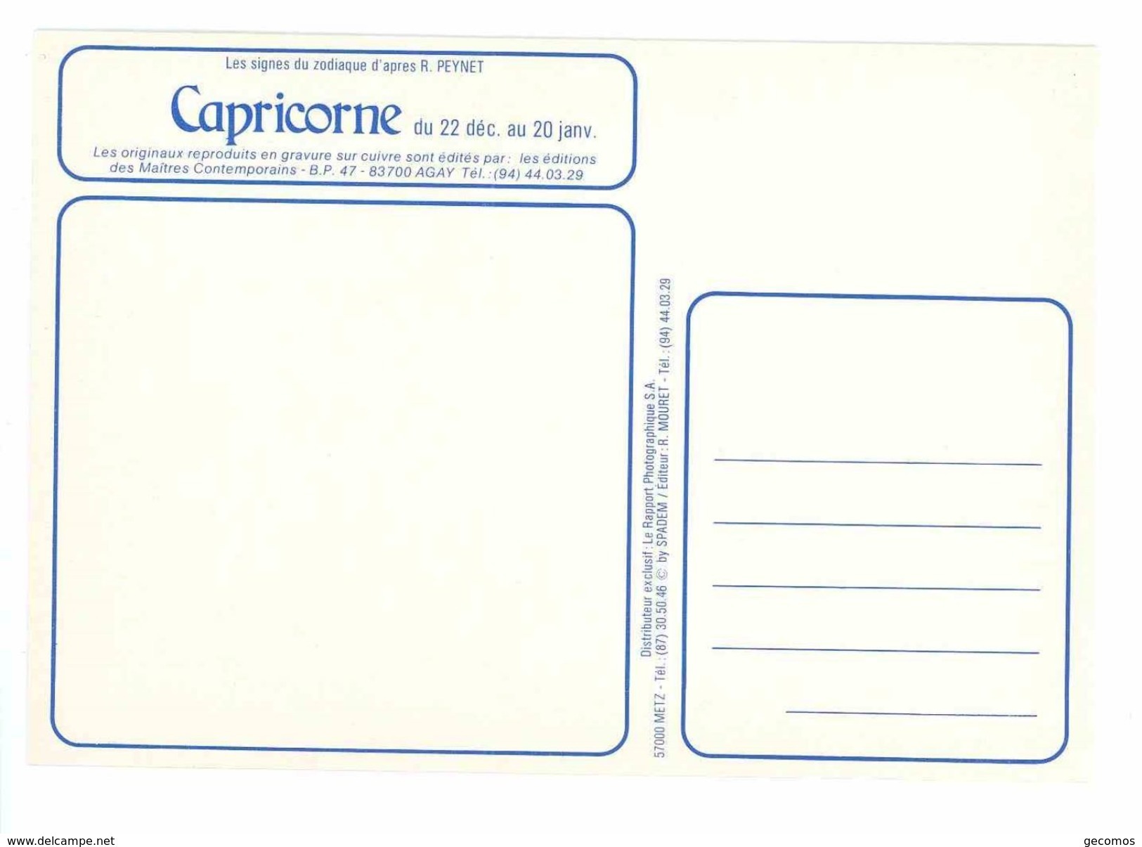 SERIE DES 12 CARTES DE PEYNET -- LES SIGNES DU ZODIAQUE D'APRES R. PEYNET...(Lot de 12 cartes)