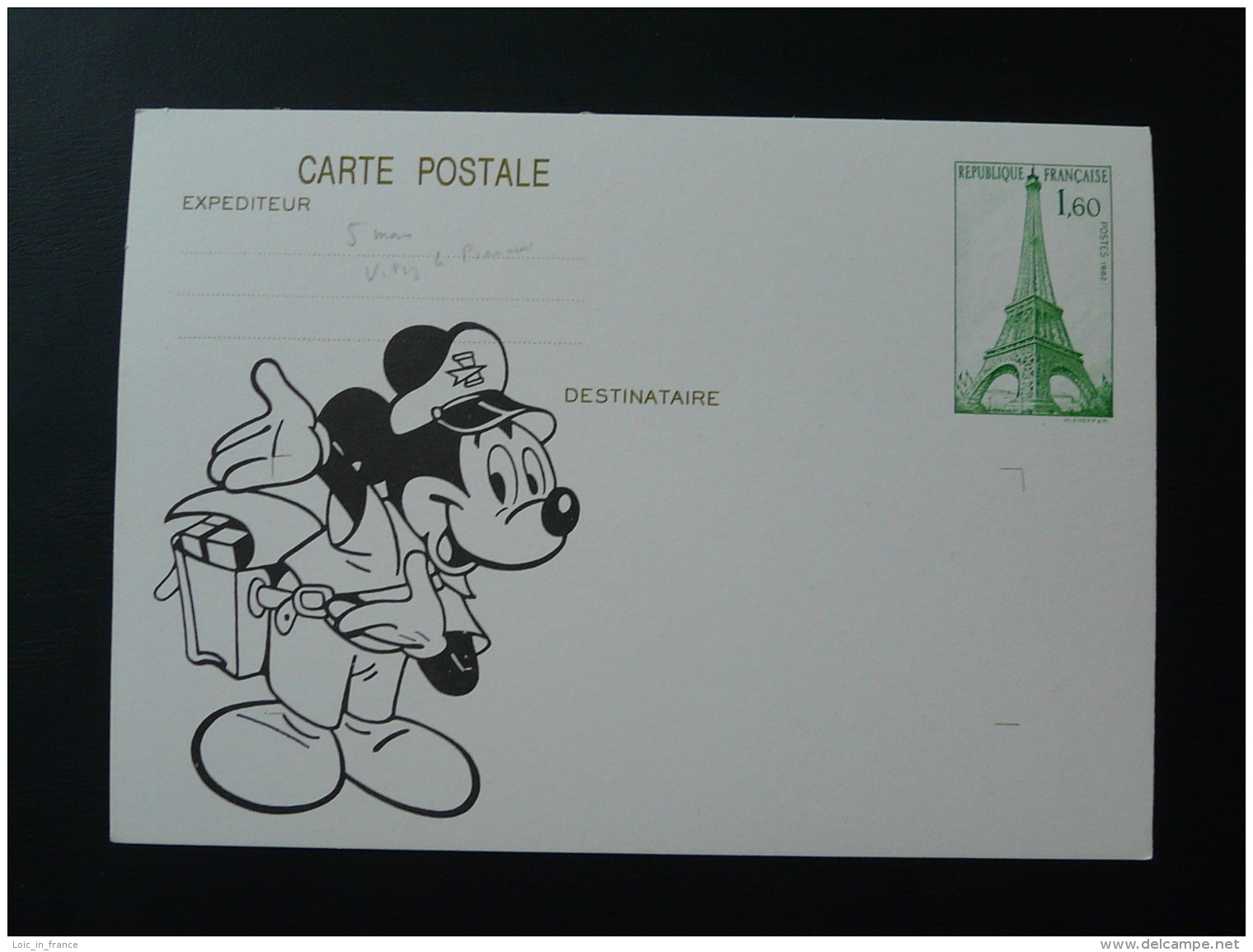 51 Marne Vitry Le François Mickey Walt Disney Entier Postal Tour Eiffel Cheffer Stationery Card - Stripsverhalen