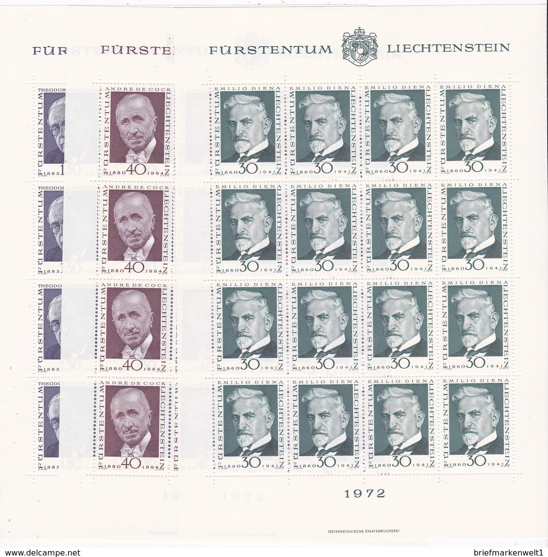 Liechtenstein, Kleinbogen Nr. 570/72** (K 3348) - Blocs & Feuillets