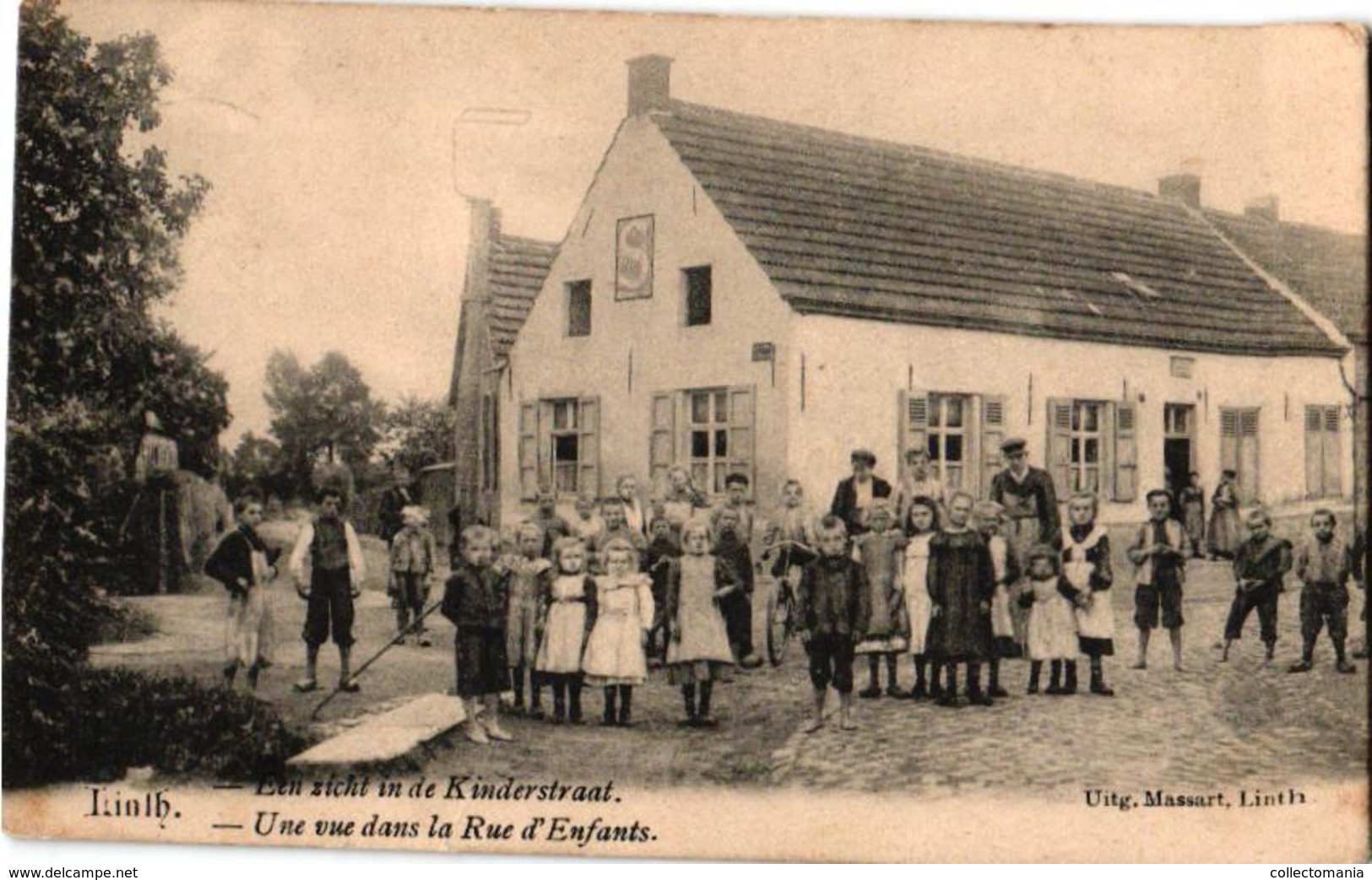 1 Oude Postkaart Lint  Linth   Zicht In De Kinderstraat   Uitgever  Massart - Lint