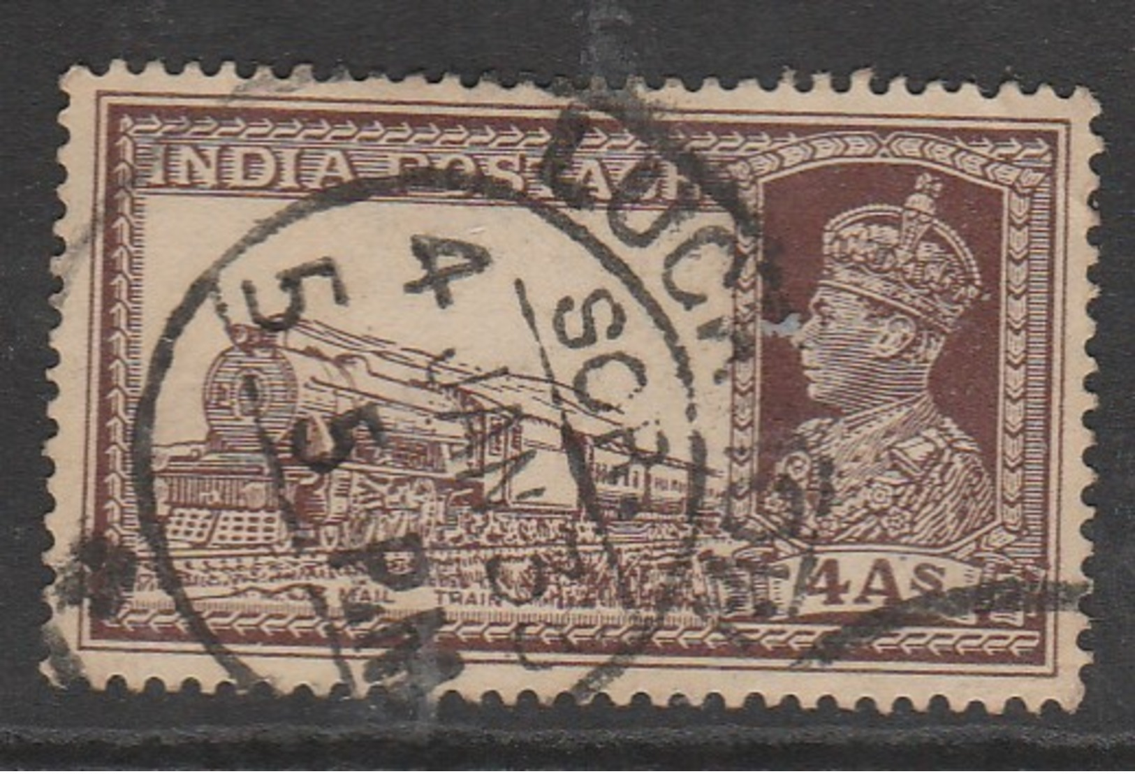 India 1937 King George VI, 1895-1952 4 A Dark Brown SW 157 O Used - 1936-47  George VI