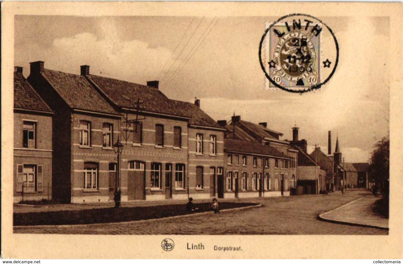 1 Oude Postkaart Lint  Linth    Dorpstraat   Uitgever Van Den Eynde   1933  Sterstempel - Lint