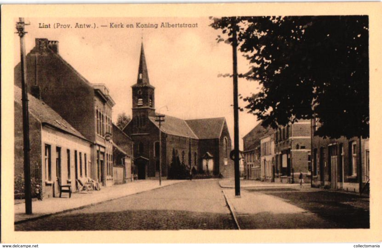 1 Oude Postkaart Lint  Linth  Kerk Koning Albertstraat  Uitgever  Van Den Eynde - Lint