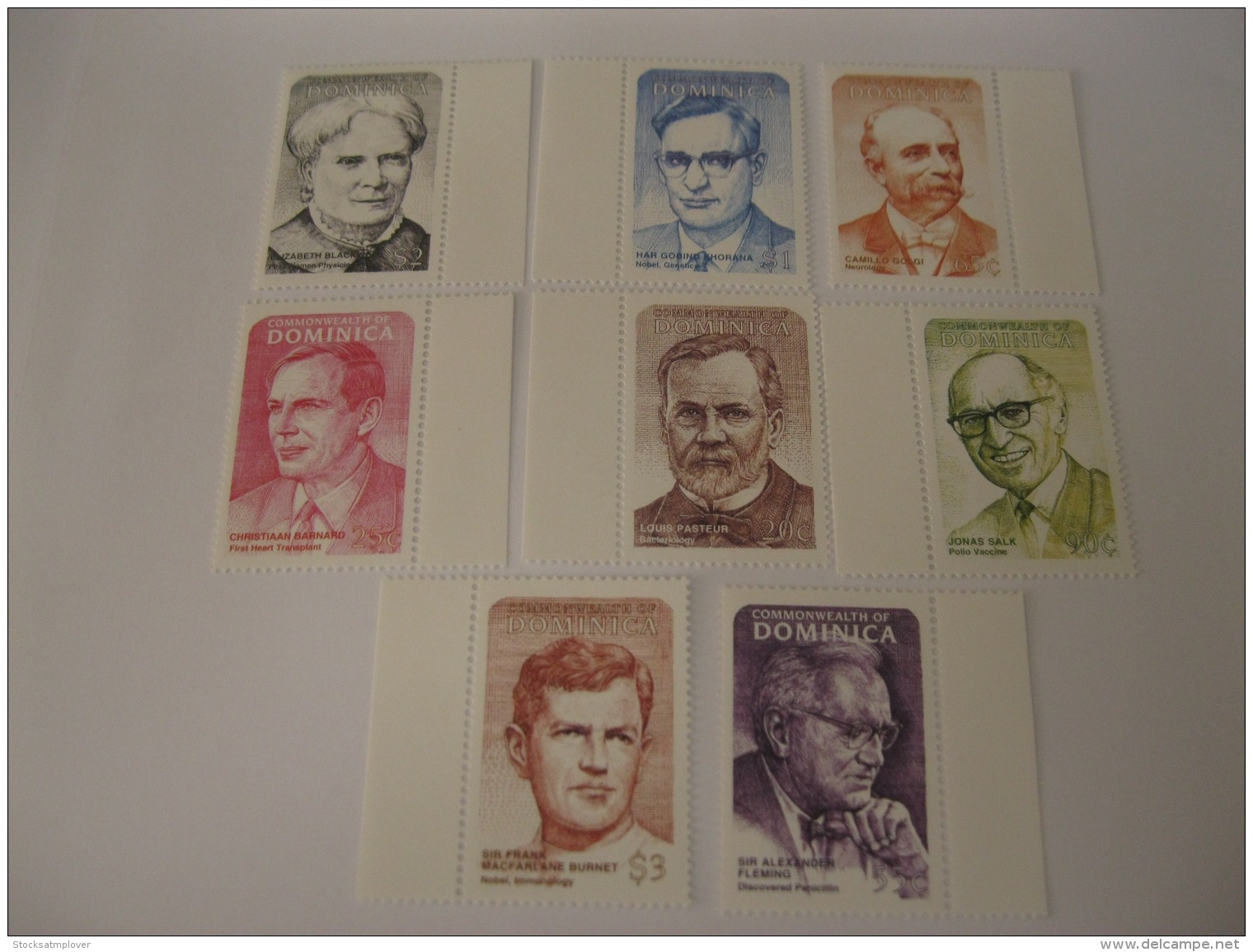 Dominica 1997 Medical Pioneers 8 Stamps - Dominica (1978-...)