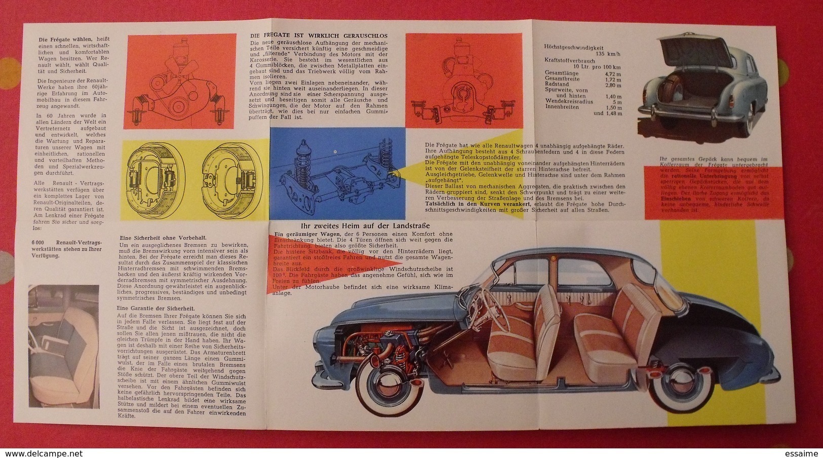 Catalogue Dépliant Frégate Transfluide Renault Régie Nationale. En Allemand. 1958. Bon état - Reclame
