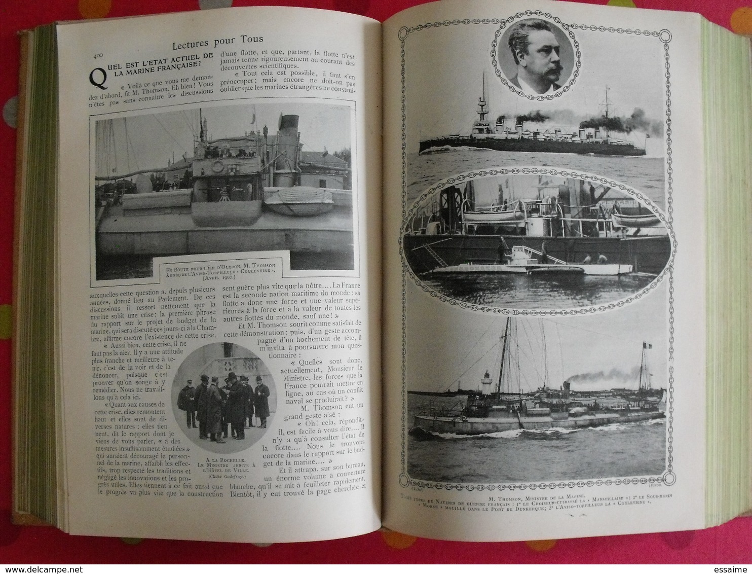 Lecture pour tous 1905-1906. Hachette reliure éditeur. taxi carambolage cirque  guérisseur rebouteux camelot escroc inde