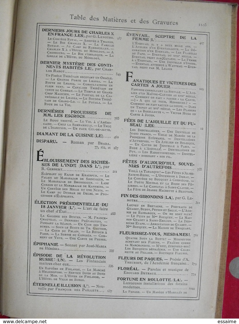 Lecture pour tous 1905-1906. Hachette reliure éditeur. taxi carambolage cirque  guérisseur rebouteux camelot escroc inde