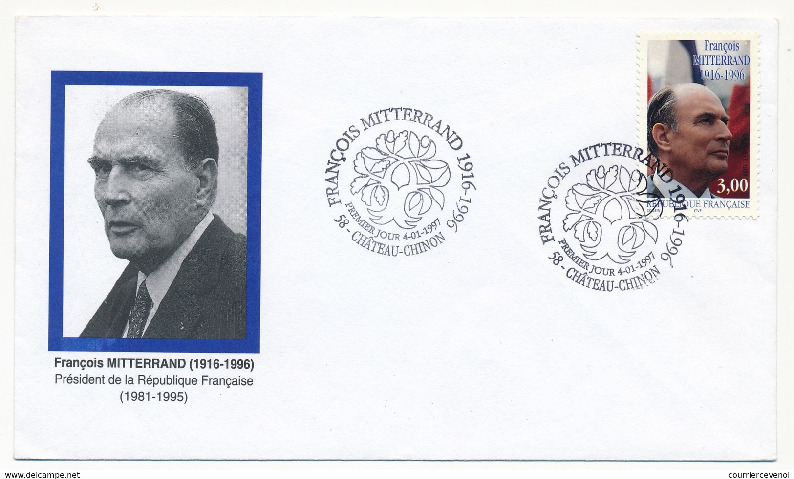 Enveloppe FDC - François MITTERAND - Premier Jour CHATEAU-CHINON 1997 - 2000-2009