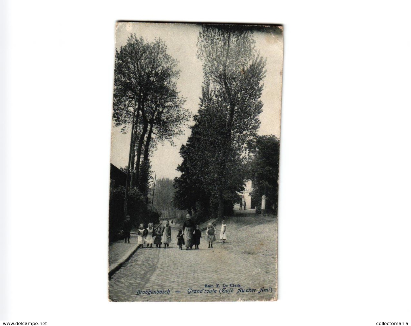 1 Oude Postkaart Drogenbos  Droogenbosch Grote Steenweg Grande Route  Edit.  De Clerck  1906 Café Au Cher Ami - Drogenbos