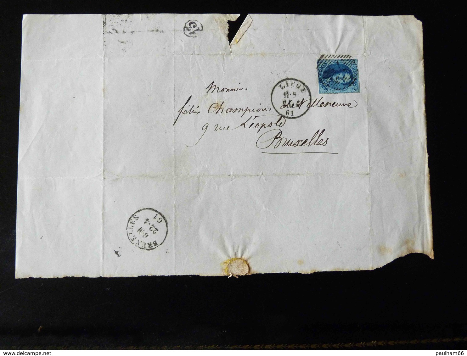 LETTRE DE LIEGE POUR BRUXELLES  -  1861  - - Balkenstempel: Ausladungen