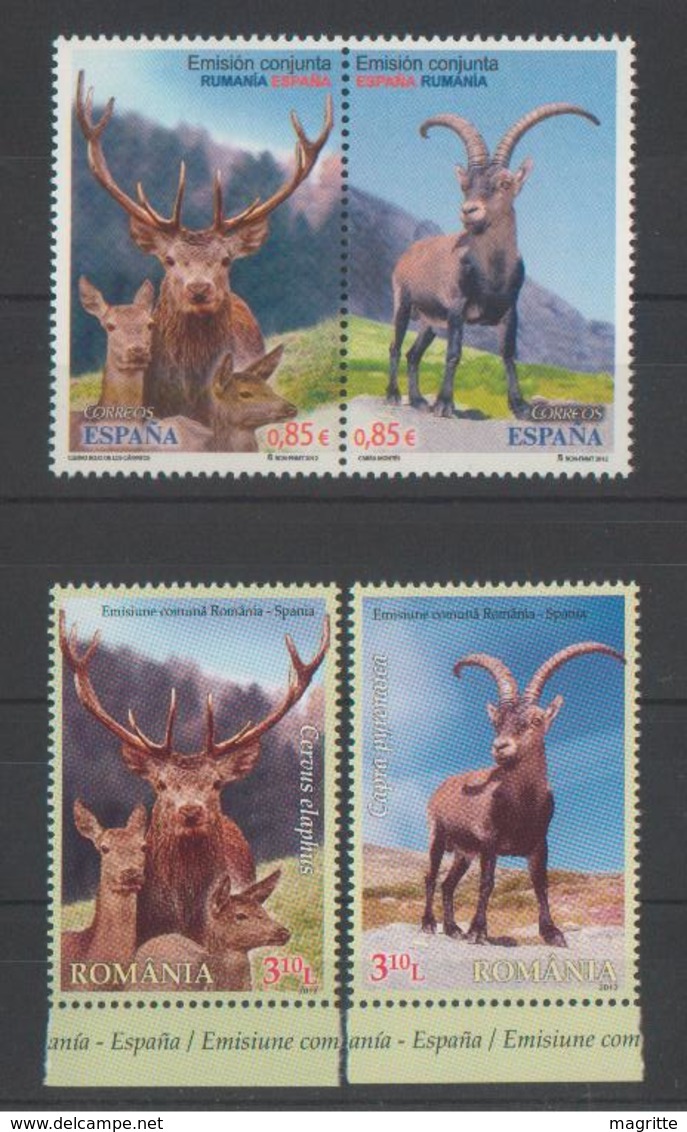 Espagne Roumanie 2012  Emission Commune Cerf Bouquetin Spain Romania 2012 Joint Issue Mountain Animals - Joint Issues