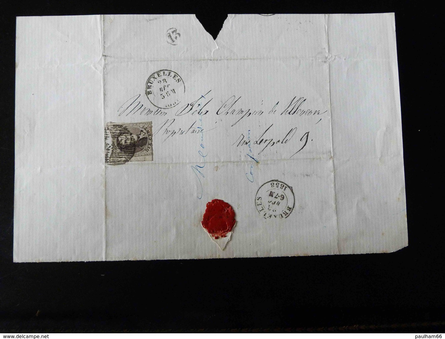 LETTRE POUR BRUXELLES  -  1858  - - Balkenstempel: Ausladungen