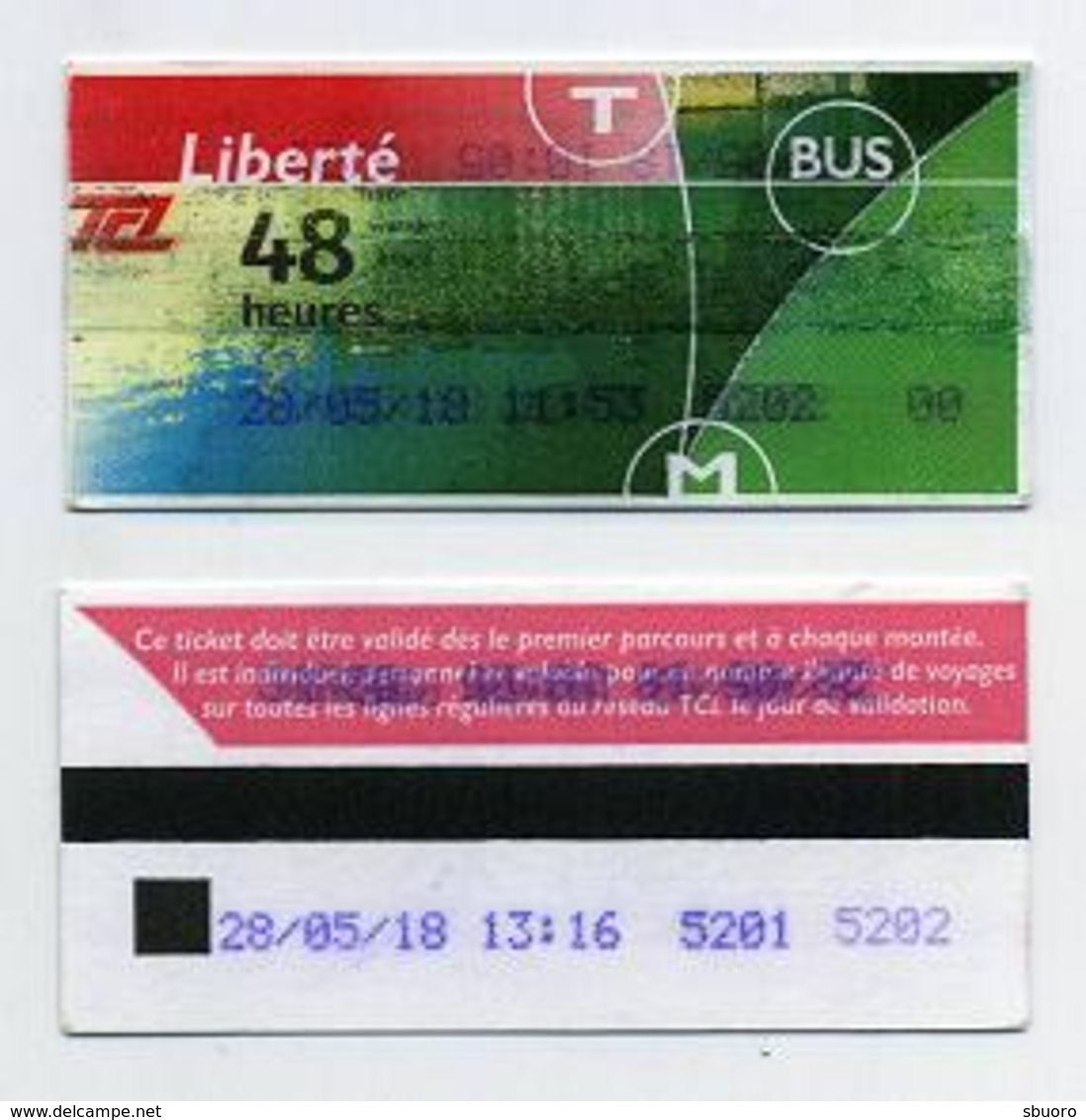 Tickets Bus 48H Lyon 69 Rhône - 2 Images : 1 Exemplaire AVEC Mention Liberté Et 1 Exemplaire SANS Mention Liberté - Europe