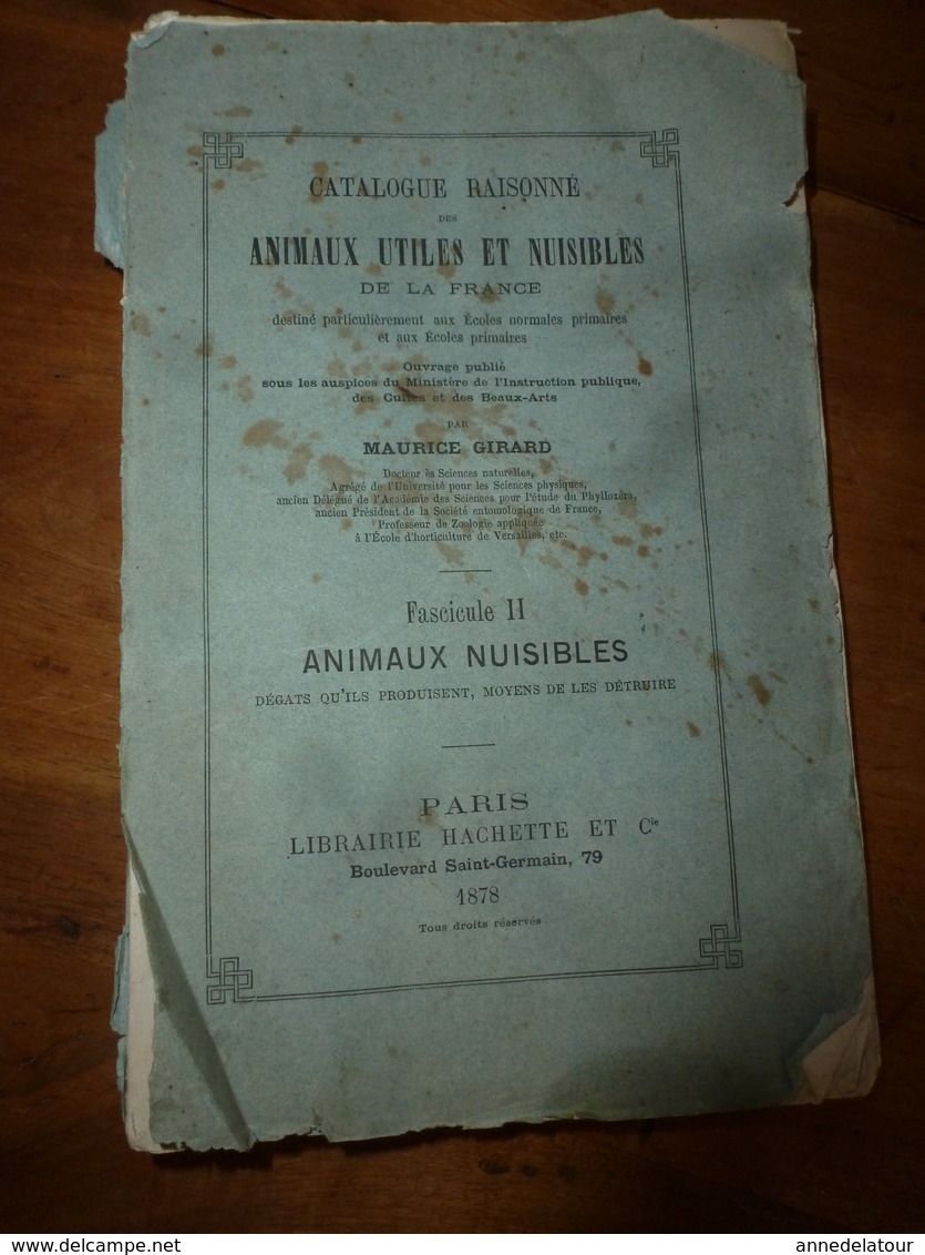 1878 Catalogue Raisonné Des ANIMAUX UTILES Et NUISIBLES - Par Maurice Girard Docteur ès Sciences Naturelles - Sciences