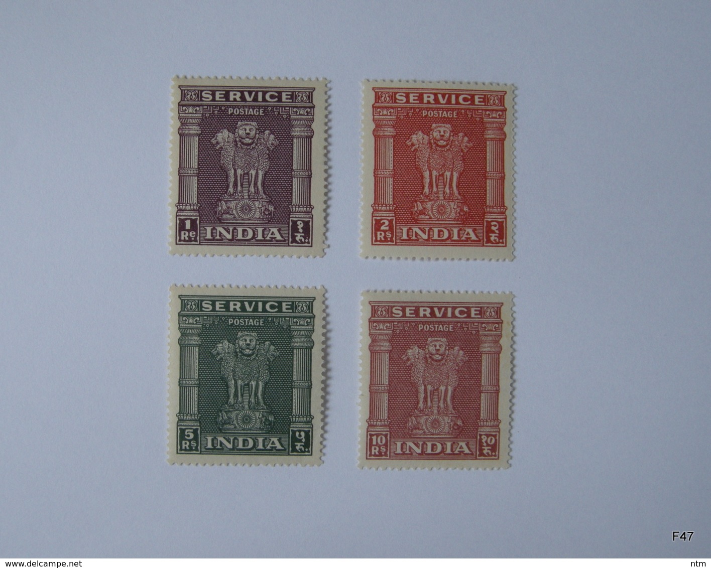 INDIA 1950. SERVICE POSTAGE STAMPS. Ashokan Capital, 1Re; 2Rs; 5Rs And 10Rs. MNH - Neufs