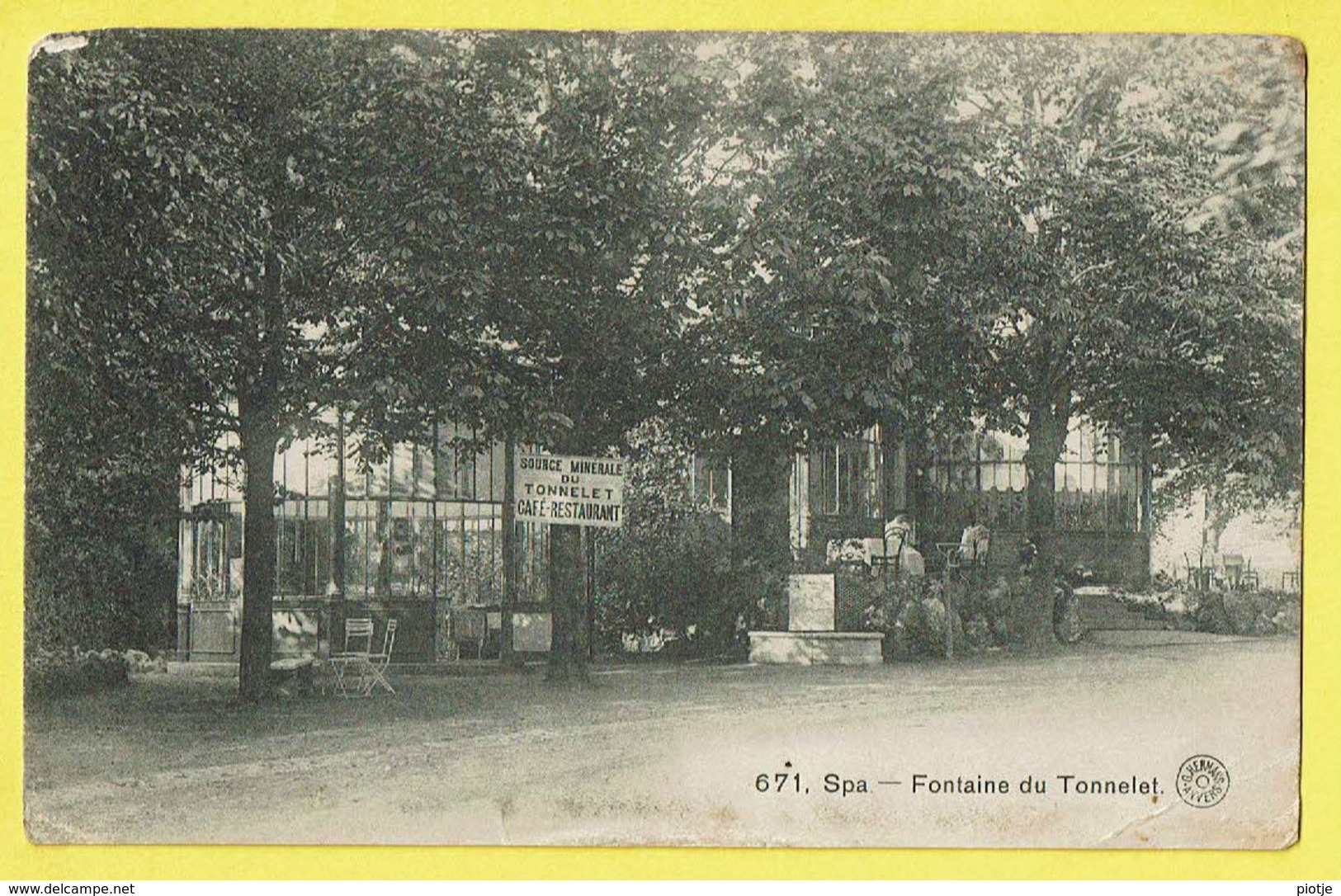 * Spa (Liège - La Wallonie) * (G. Hermans, Nr 671) Fontaine Du Tonnelet, Source Minerale, Café, Restaurant, TOP - Spa