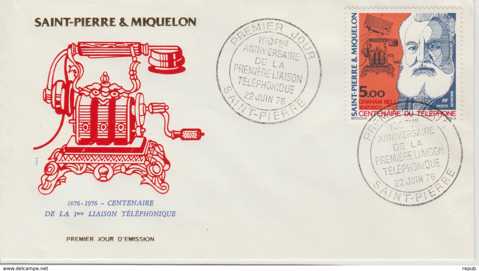 FDC 1976 Centenaire Du Téléphone G Bell PA 63 - FDC