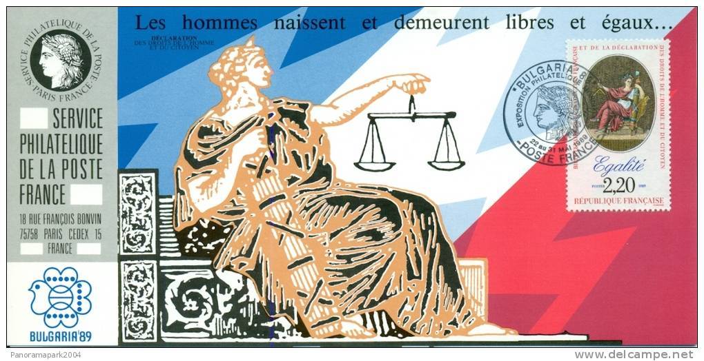 057 Carte Officielle Exposition Internationale Exhibition 1989 France Human Rights Déclaration Des Droits De L'homme - Franz. Revolution