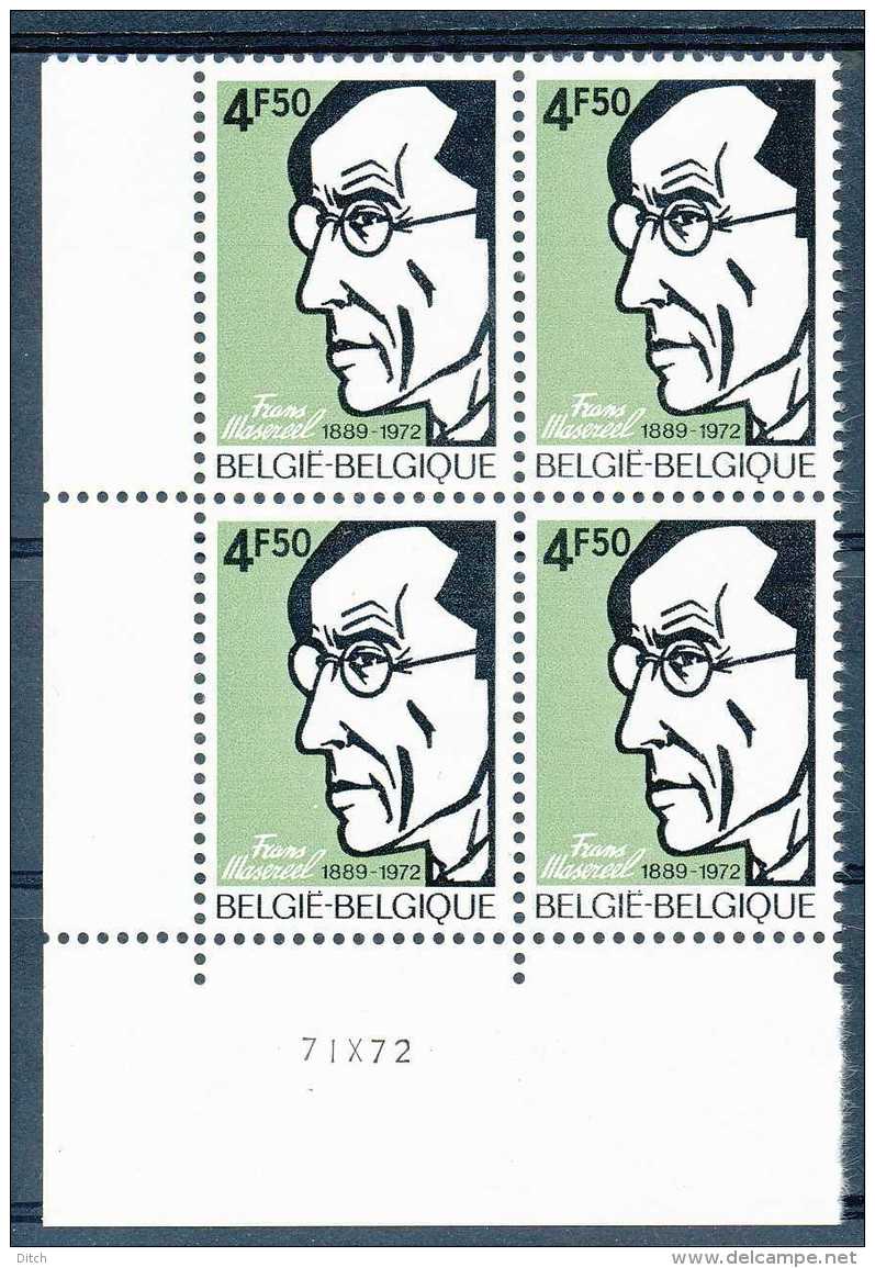 D- [201265] **/Mnh-N° 1641, 4F50 Frans Masereel, Graveur Sur Bois, BD4 Coin Daté 7IX72 - Coins Datés