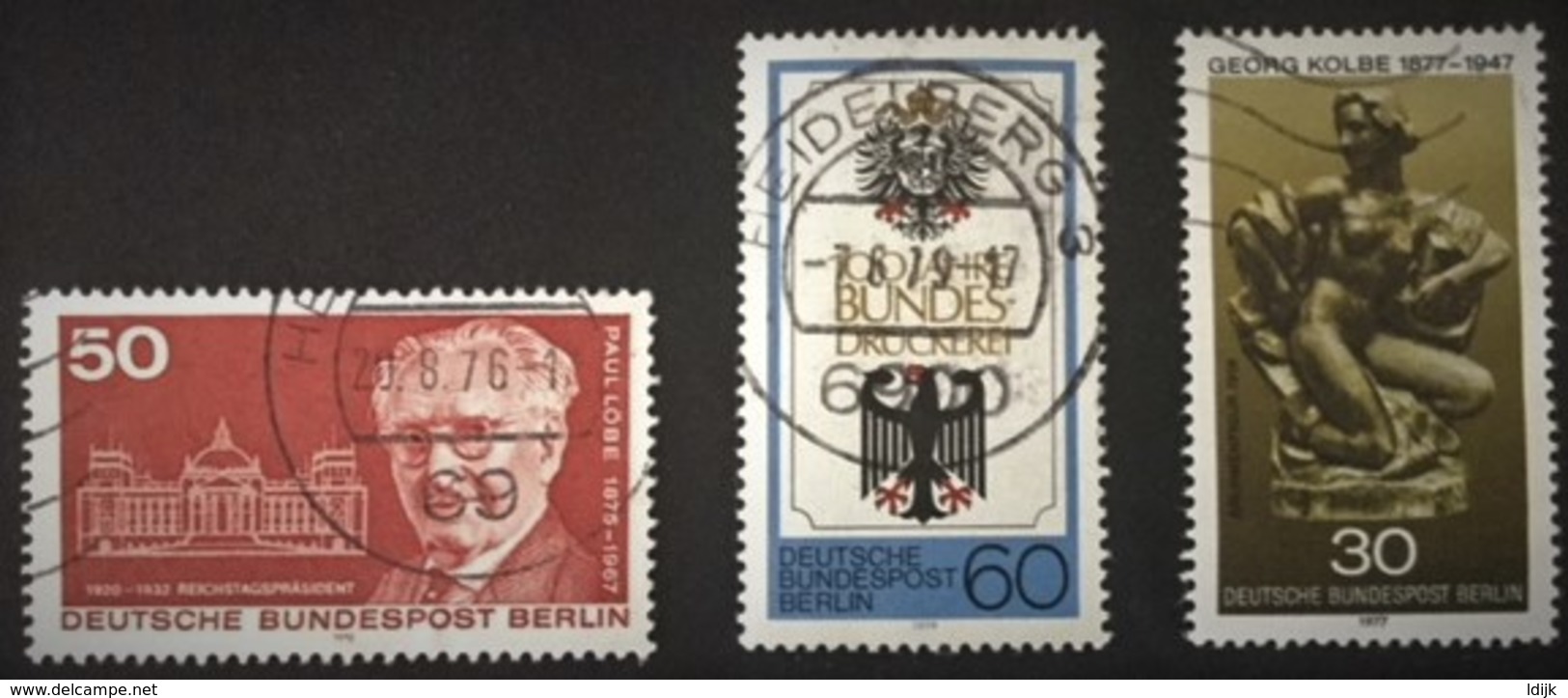 1975-1979 Paul Löbe Mi.515,Georg Kolbe-Plastik Mi.543,Bundesdruckerei Mi.598 - Gebraucht