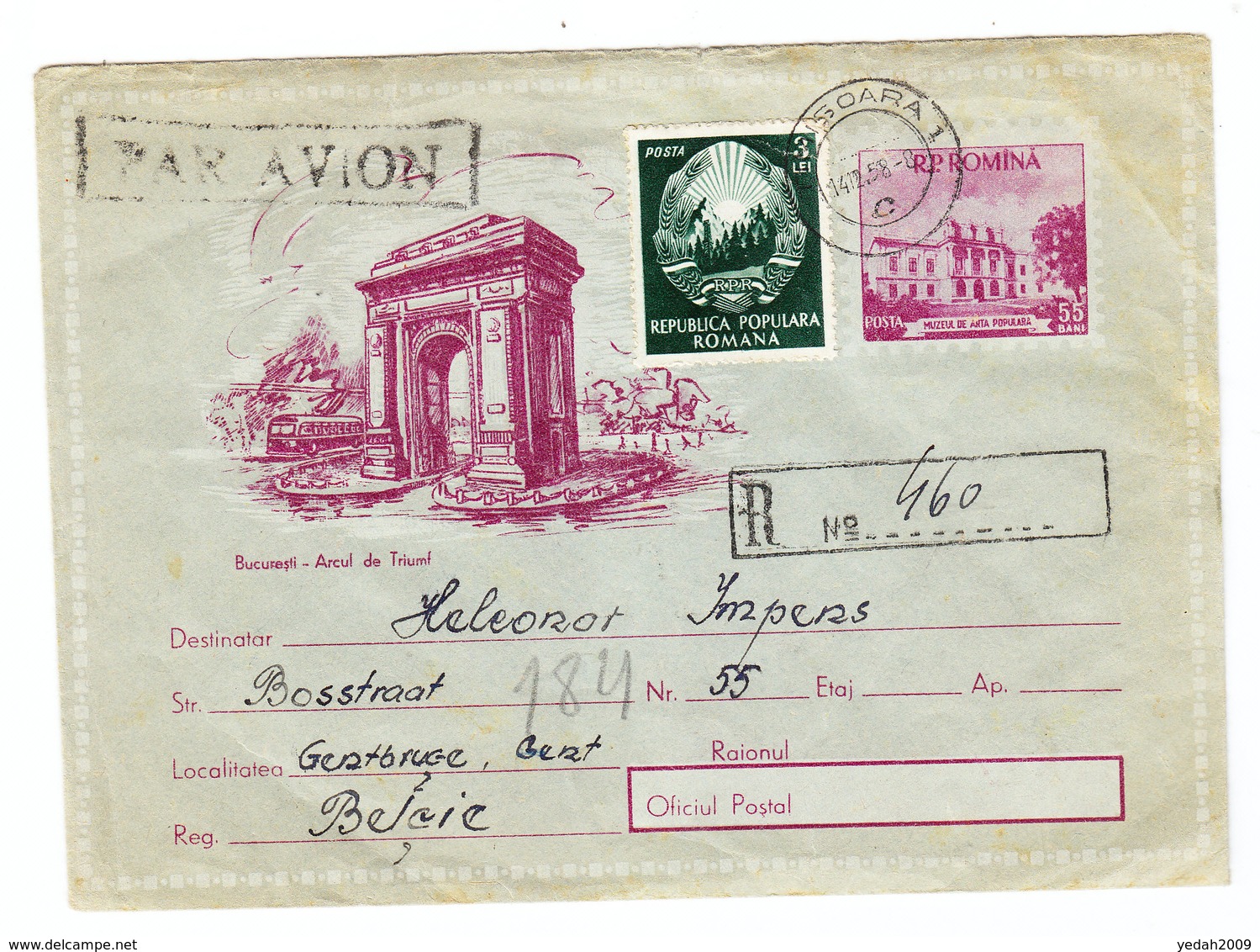 Romania AIRMAIL COVER TO Belgium 1958 - Briefe U. Dokumente