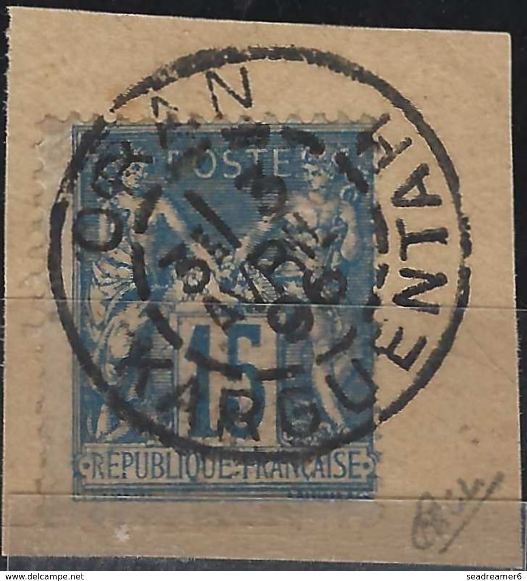 Sage N°101 15c Sur Fragment Oblitéré Càd D'Oran Bureau De Karguentah En Algérie Signé Calves - 1898-1900 Sage (Tipo III)