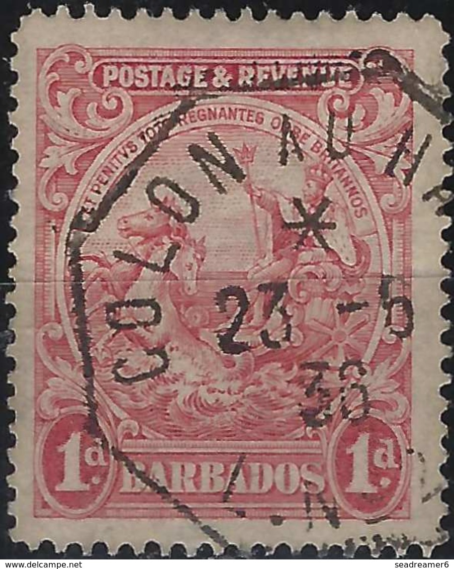 BARBADOS  N°156 1 Penny Oblitéré Càd Français De "COLON AU HAVRE" Ligne De Paquebot, Signé Calves - Barbades (...-1966)