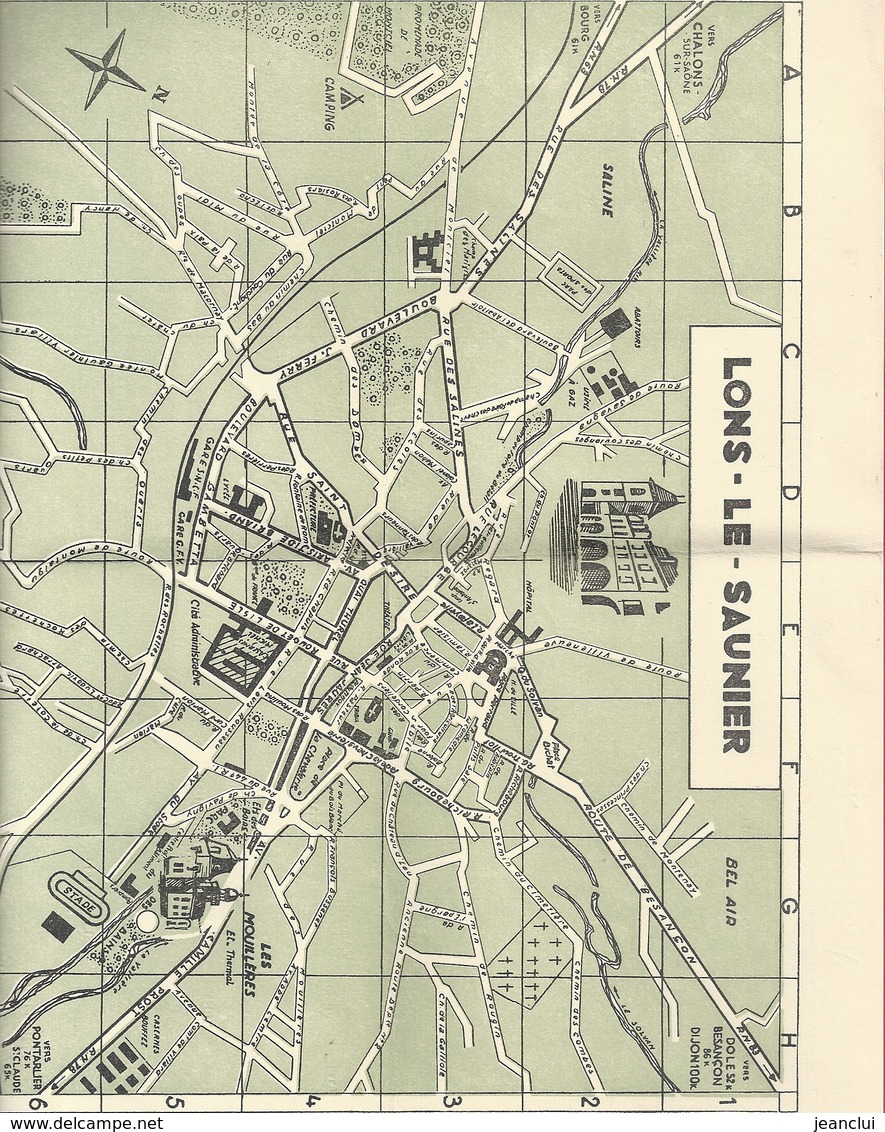 CARTE DE LONS-LE-SAUNIER + CARTE REGIONALE DU SYNDICAT D'INITIATIVE DE " AOUT 1957 "  2 SCANES - Geographische Kaarten