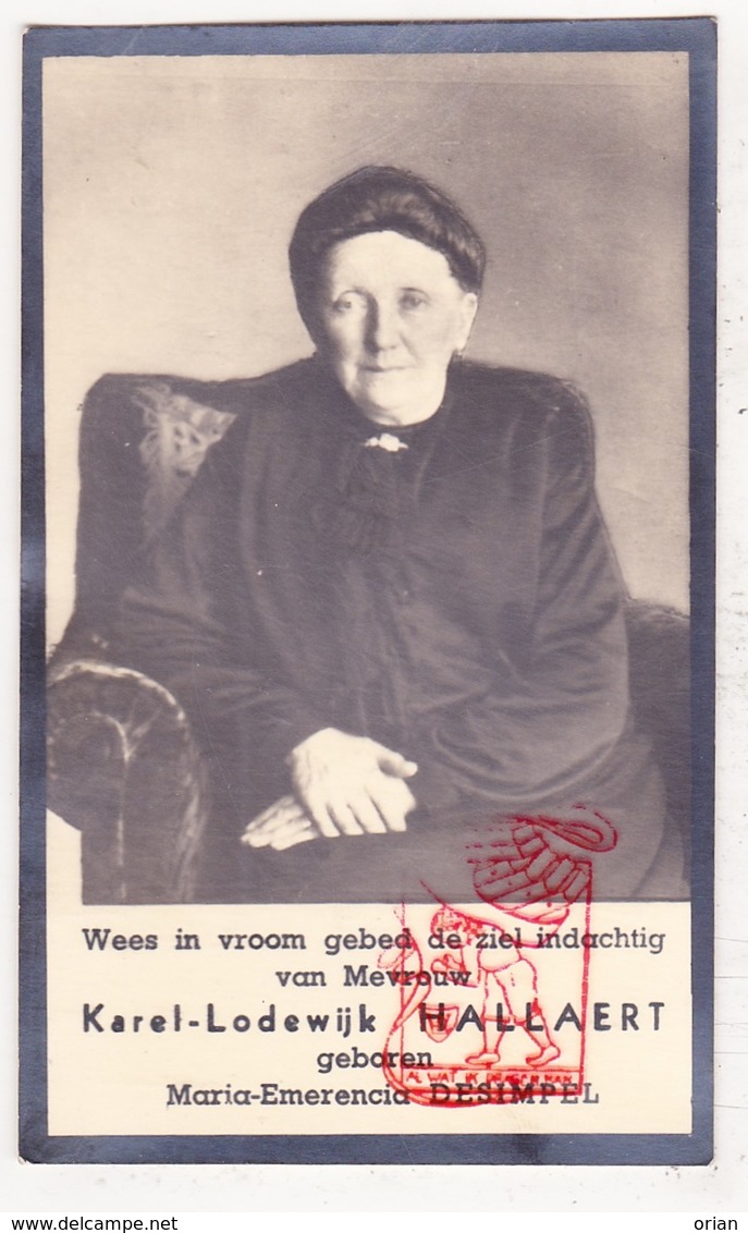 DP Foto - Maria E. DeSimpel ° Staden 1855 † 1939 X Karel L. Hallaert ° Beernem † Ieper / Camerlynck / Ypriana - Devotieprenten