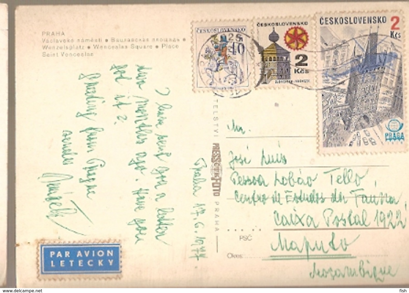 Czechoslovakia & Circulated, Praha, Wenceslas Square, Maputo Moçambique  1977 (6576) - Monumenten
