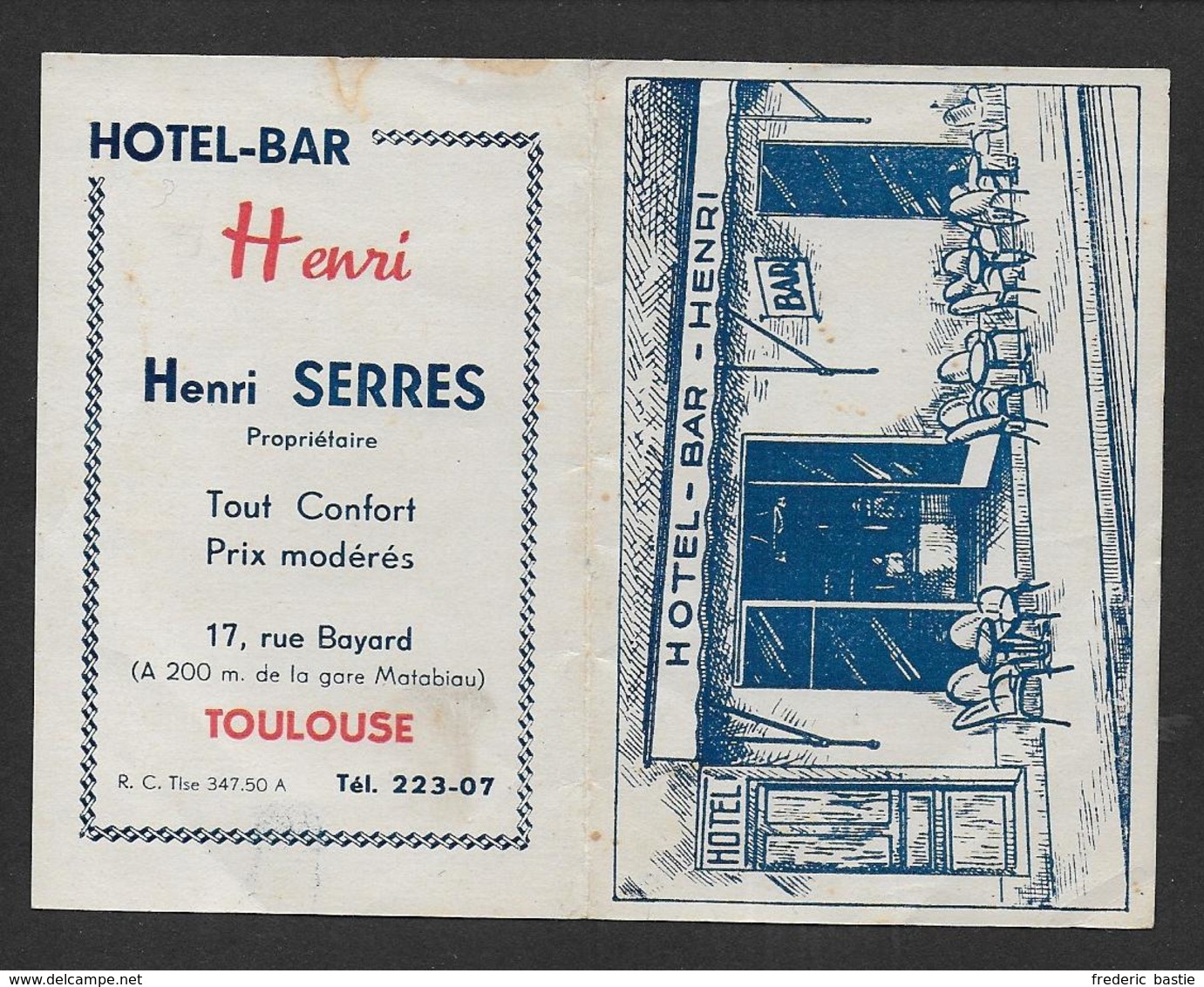 Calendrier 1947 - Hotel Bar H. SERRES  - Toulouse - Small : 1941-60