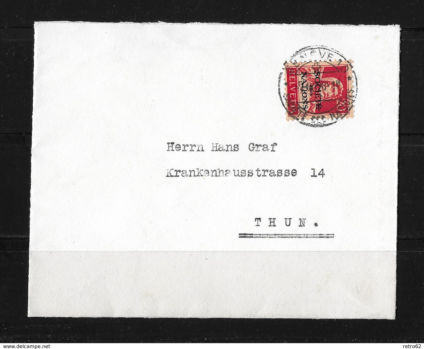 1928 DIENSTPOST Société Des Nations → Brief Genf Nach Thun    ►SBK-18◄ - Dienstmarken