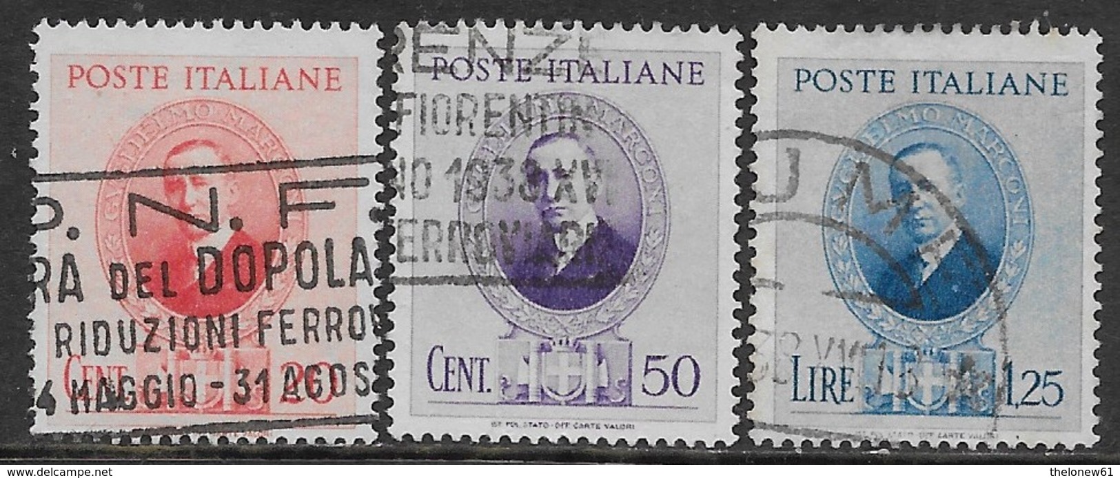 Italia Italy 1938 Regno Marconi Sa N.436-438 Completa US - Usati