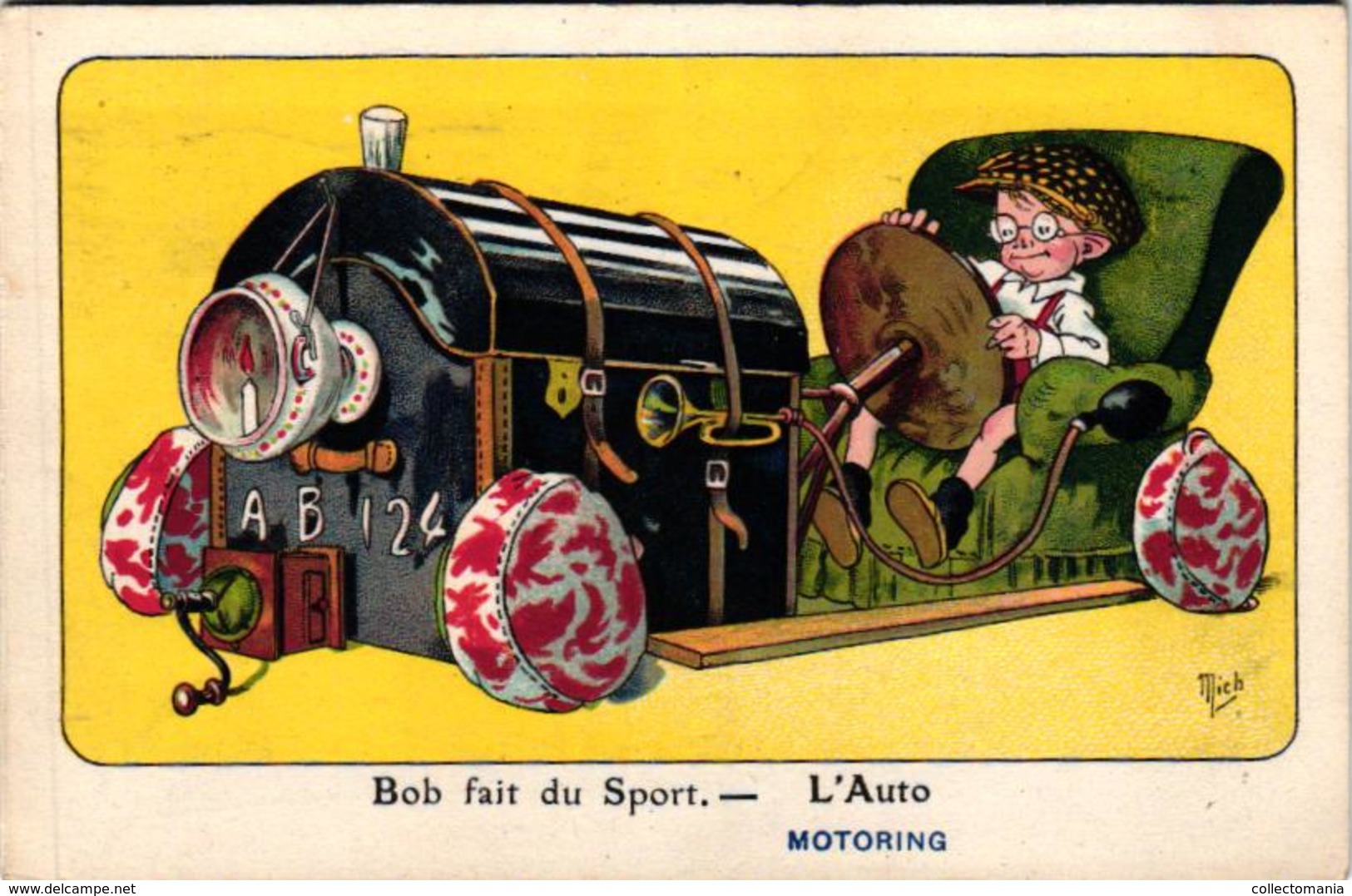 1 Postcard Bob Fait Du Sport L'Auto Motoring    Signed  MICH  N°8 Out Of 10   7068 - Mich