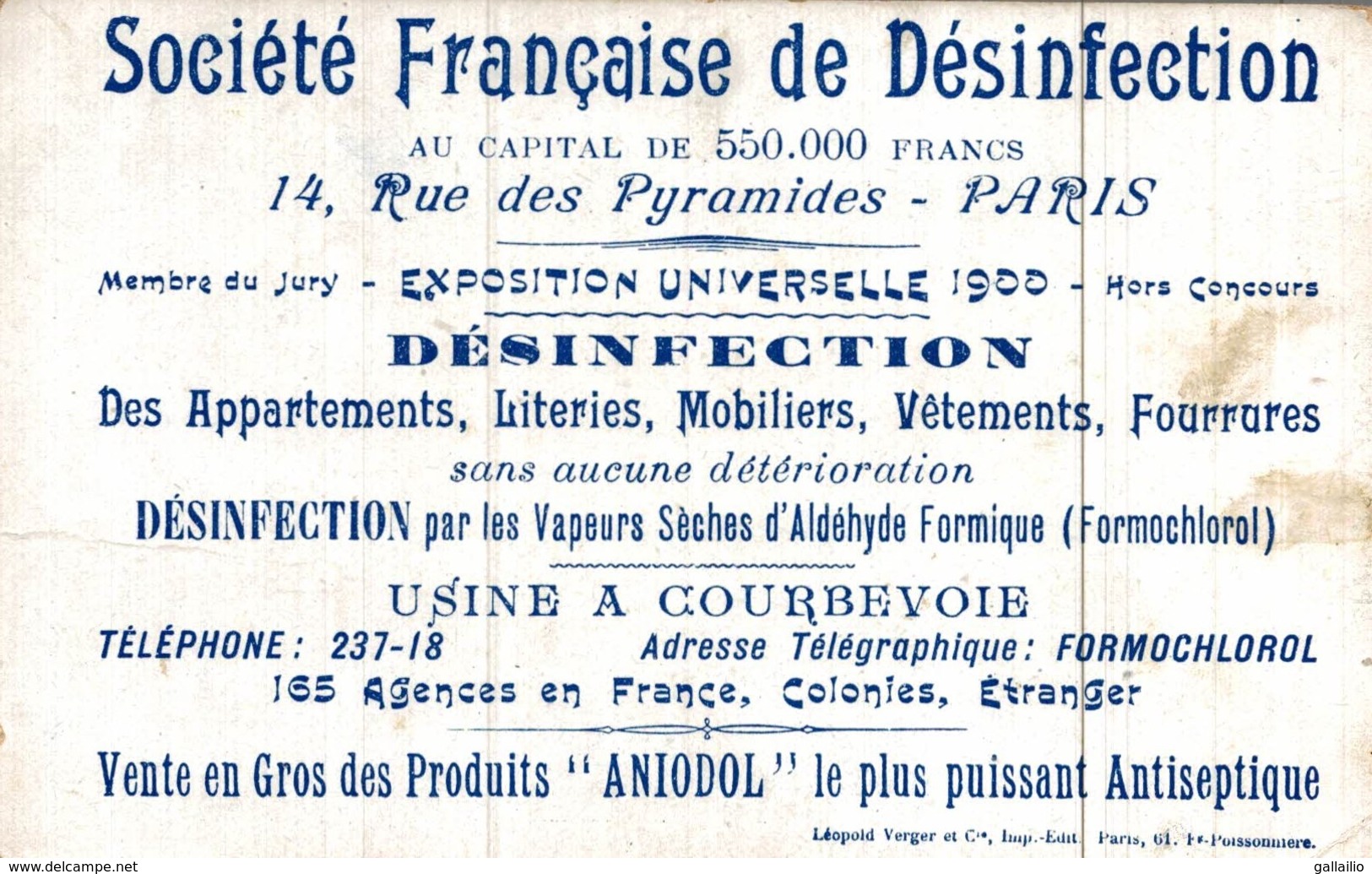 RARE CHROMO SOCIETE FRANCAISE DE DESINFECTION ANIODOL QU'Y A T IL DERRIERE SIGNEE GUILLAUME MILITARIA - Autres & Non Classés