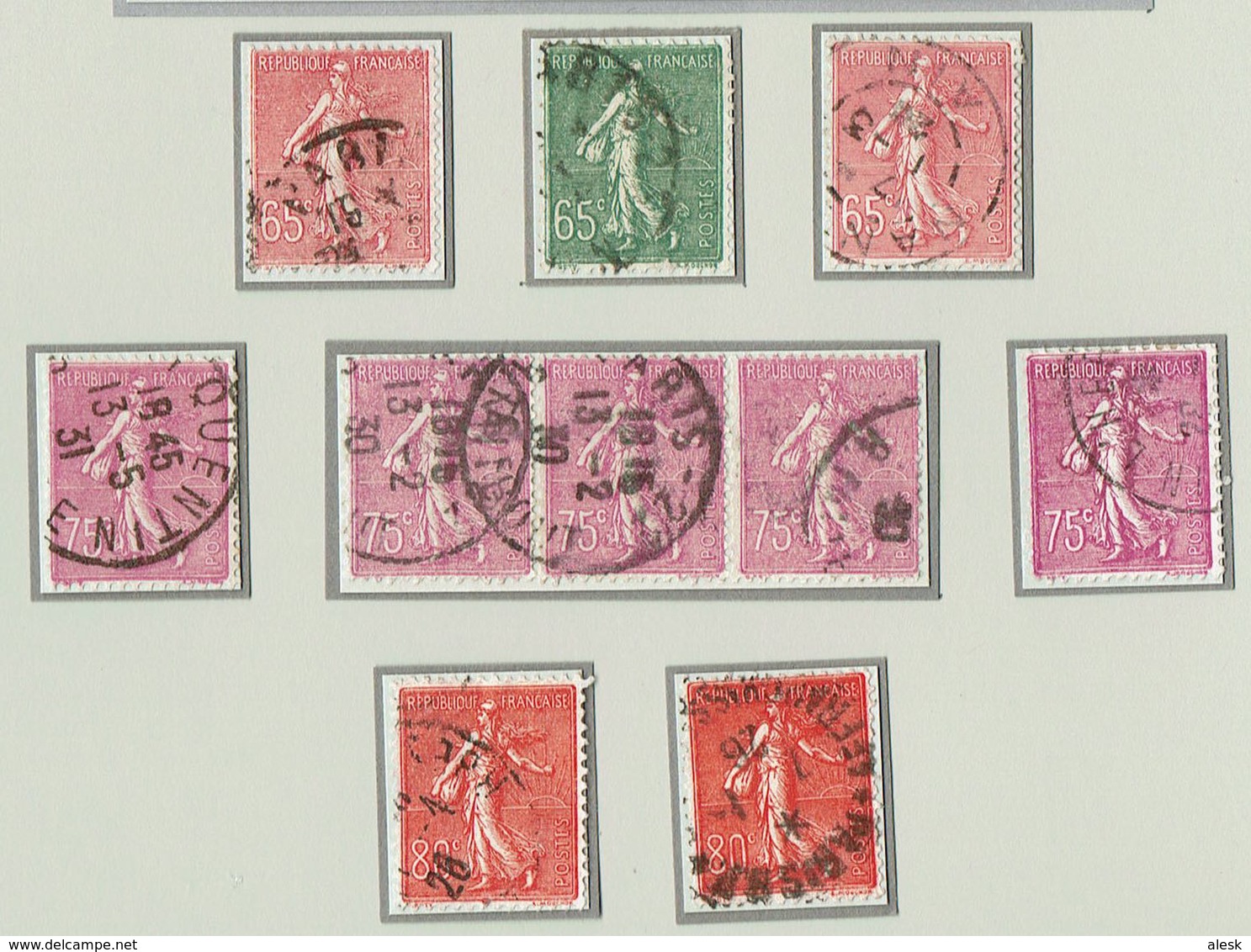 SEMEUSE LIGNÉE Lot 36 Timbres N°199+200+201+202+203+204+205+234 Avec Charnières - Pub Benjamin - Evian - 1903-60 Semeuse Lignée