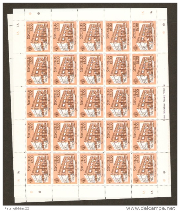 Seychelles   1987   SG 671-3   Centenary Of Banking  3  Sheets. Of 50  Unmounted Mint - Seychelles (1976-...)