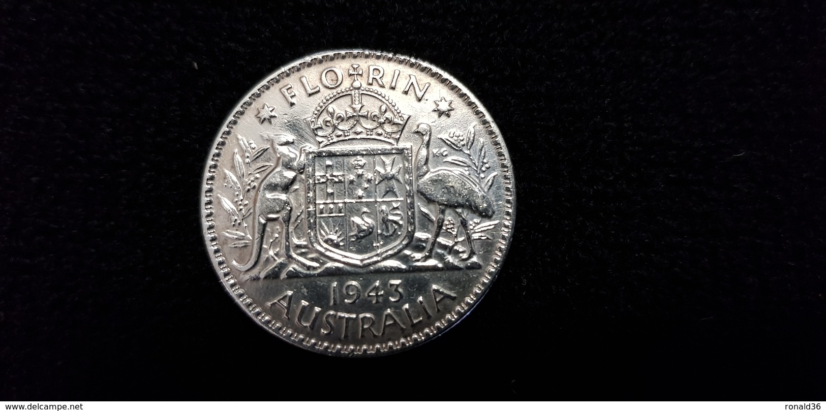 AUSTRALIE Pièce De Monnaie Australienne FLORIN 1943 GEORGES VI D:G:BR:OMN:REX F:D:IND:IMP ( Kangourou Australien ) - Autres & Non Classés