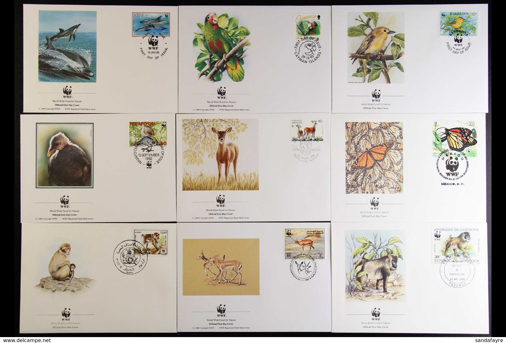 ANIMALS  1987-1994 Beautiful World Collection Of All Different Illustrated Unaddressed WWF Official First Day Covers In  - Ohne Zuordnung