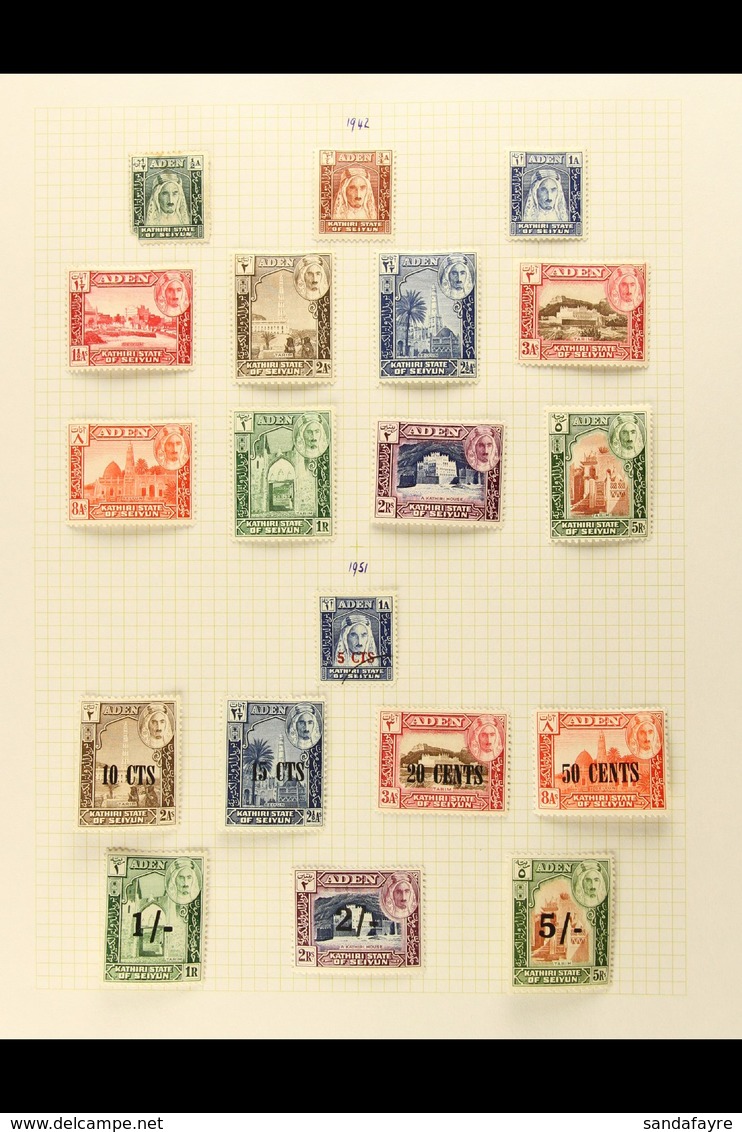 SEIYUN AND HADHRAMAUT  1942-51 Issues Complete For Both States, Includes Both 1942 Sets Of 11 Mostly Fine Mint, The Late - Aden (1854-1963)