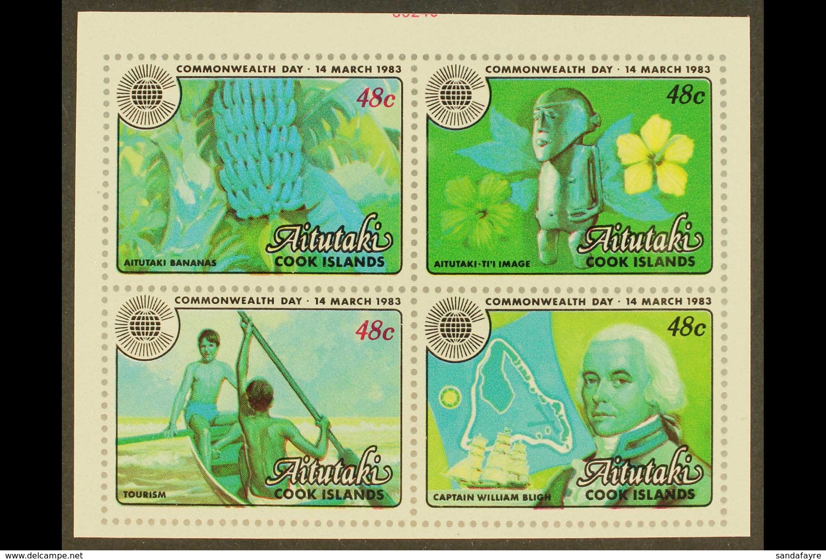 1983  Commonwealth Day Set (SG 430/33, Scott 276/79, Yvert 341/44A), An IMPERF COLOUR TRIAL PROOF Se-tenant Block Of Fou - Aitutaki