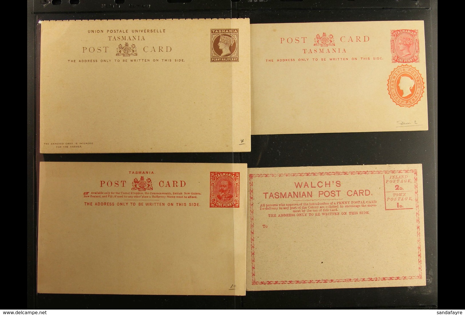 TASMANIA  POSTAL STATIONERY 1880's-1910's Attractive All Different Unused Collection Of Postal Cards, Letter Card, Envel - Altri & Non Classificati