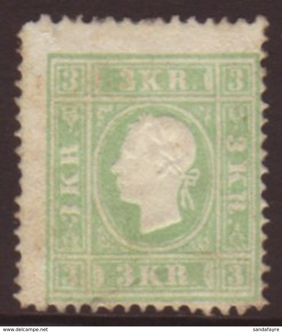 1859  3k Green, SG 24 (Michel 12 II), Mint Part Og, Centered Low Right. Signed Diena With Matl Cert. Cat £1900 For More  - Altri & Non Classificati