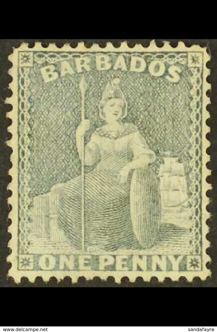 1875  1d Grey-blue, Wmk CC, Perf 14, SG 74, Very Fine Mint. For More Images, Please Visit Http://www.sandafayre.com/item - Barbados (...-1966)
