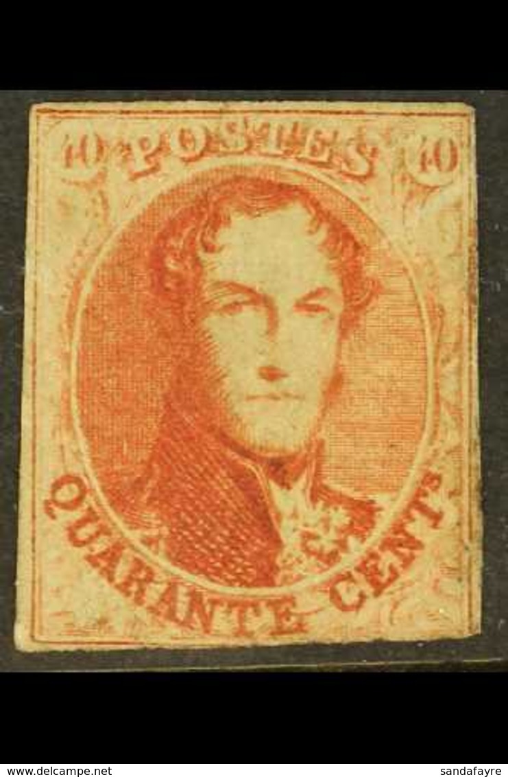 1861  40c Red/vermillion "Medallion" (SG 15, COB 12, Michel 9 II), Mint With Toned, Large Part Original Gum, Three Margi - Altri & Non Classificati