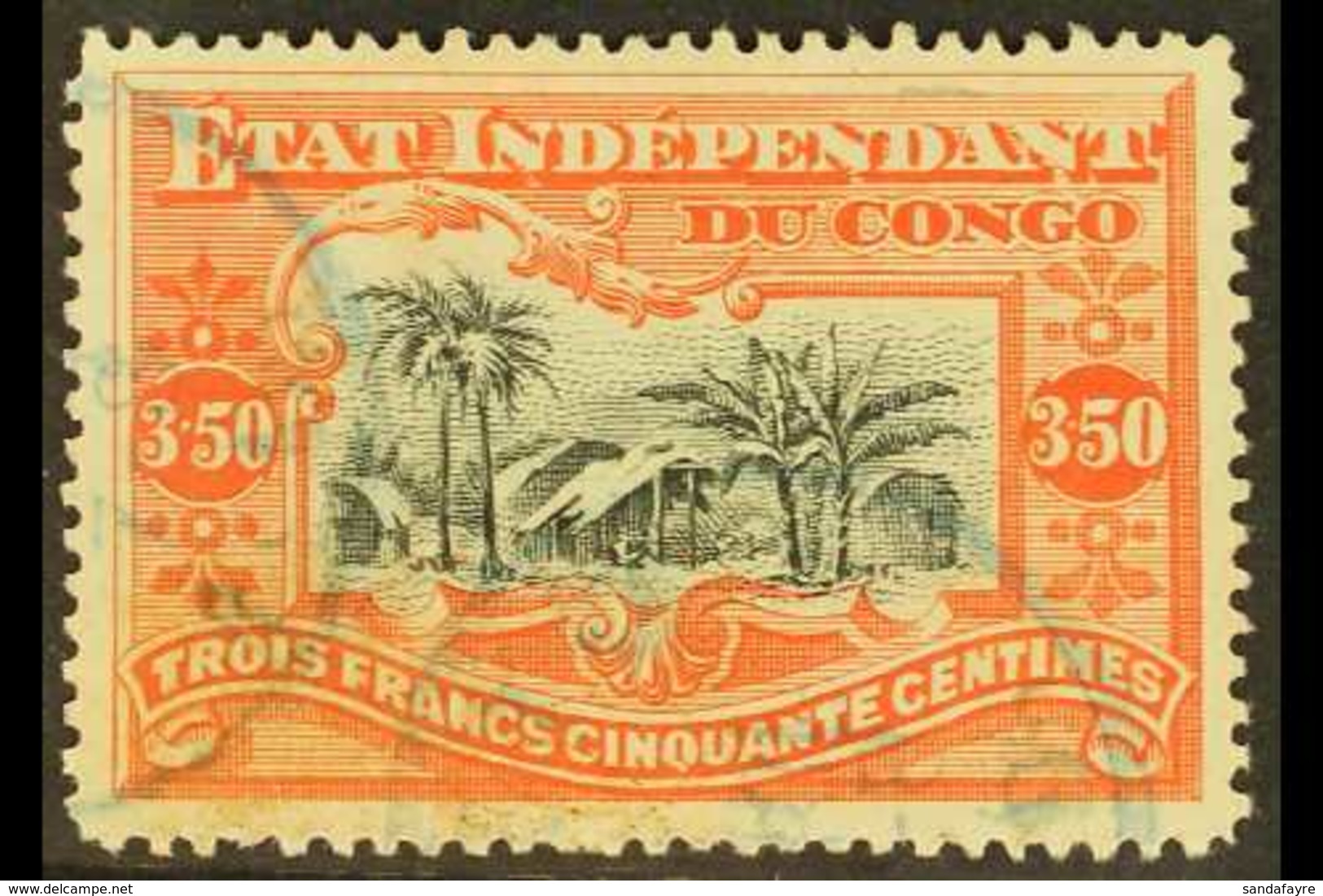 CONGO  1898 3f.50 Black And Vermilion, COB 27, Fine Cds Used. For More Images, Please Visit Http://www.sandafayre.com/it - Altri & Non Classificati