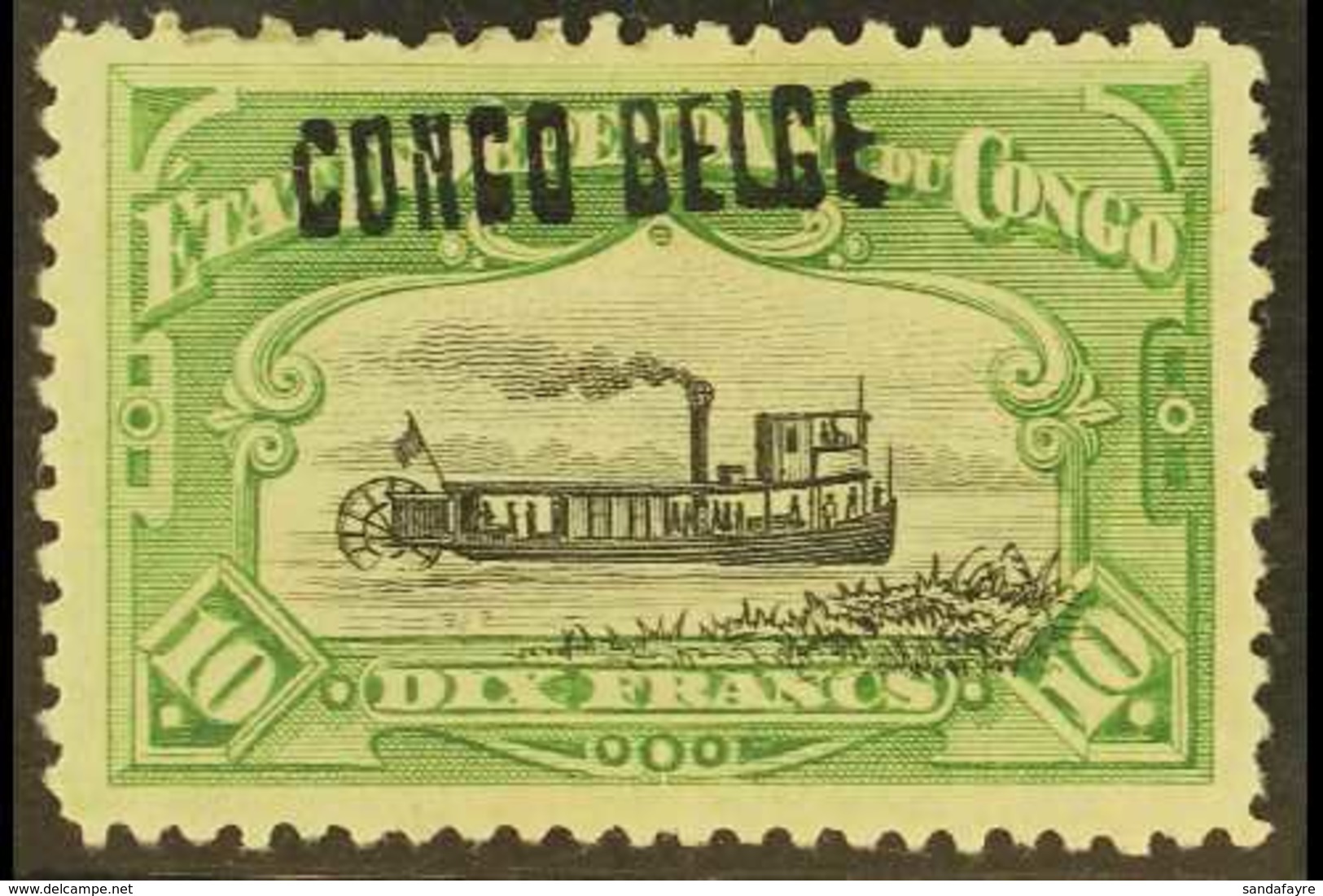 CONGO  1909 10f. Black And Green Perf. 12, Local Overprint, COB 39L, Fine Mint. For More Images, Please Visit Http://www - Andere & Zonder Classificatie