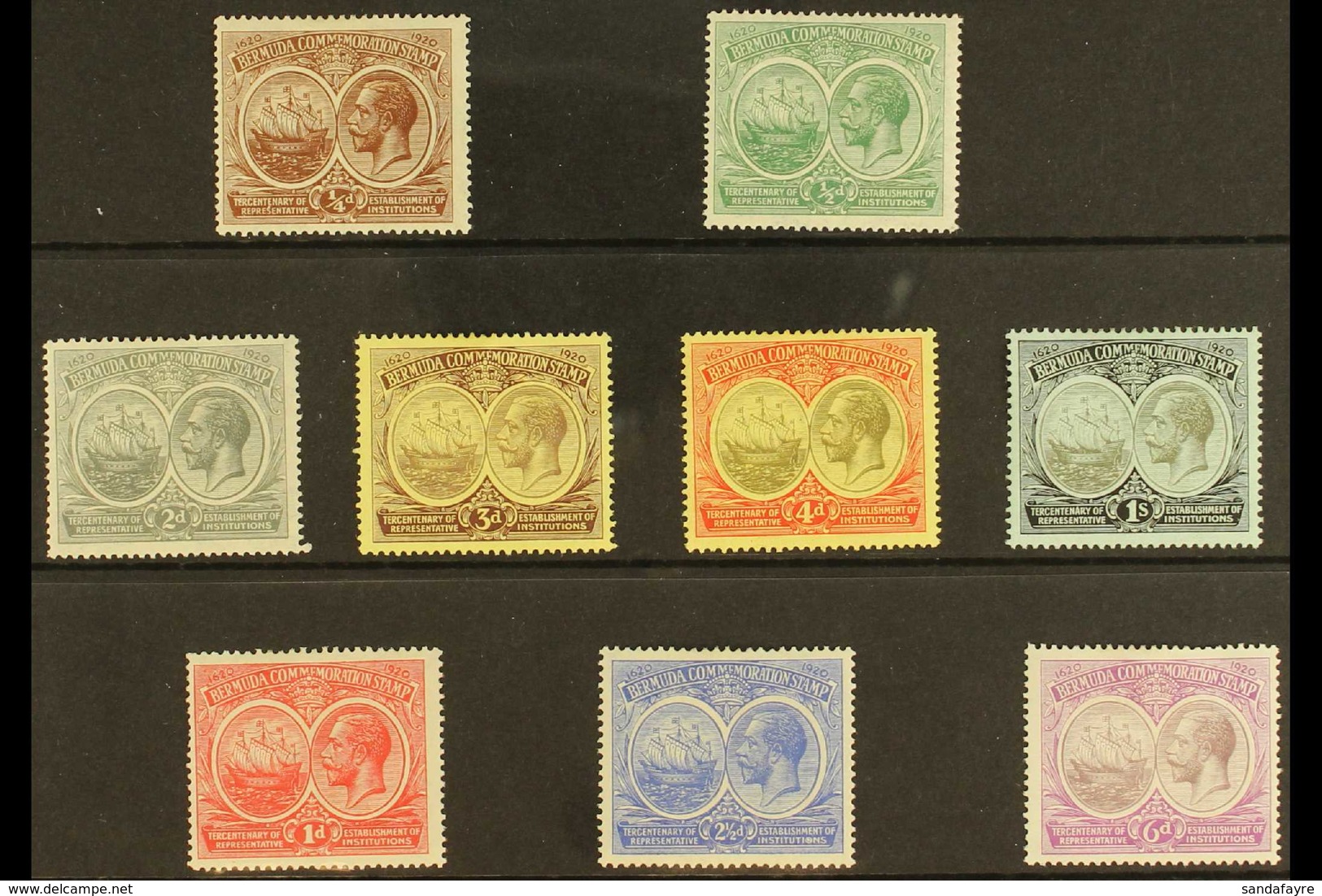 1920  Tercentenary Set, SG 59/67, Very Fine Mint (9 Stamps) For More Images, Please Visit Http://www.sandafayre.com/item - Bermuda