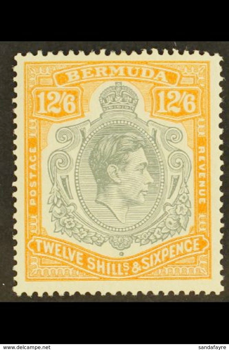 1938-53  12s6d Grey And Pale Orange, Perf 14 On Chalky Paper, SG 120b, Never Hinged Mint. For More Images, Please Visit  - Bermuda