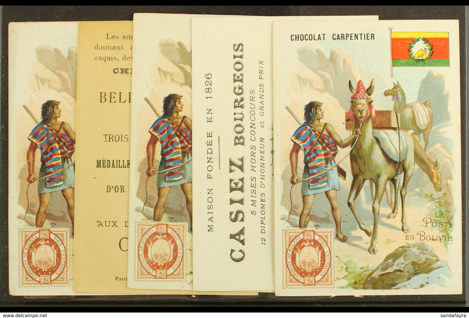 1908  Stamp Designs On Advertising Cards, All Different, Seldom Seen (5 Cards) For More Images, Please Visit Http://www. - Bolivië